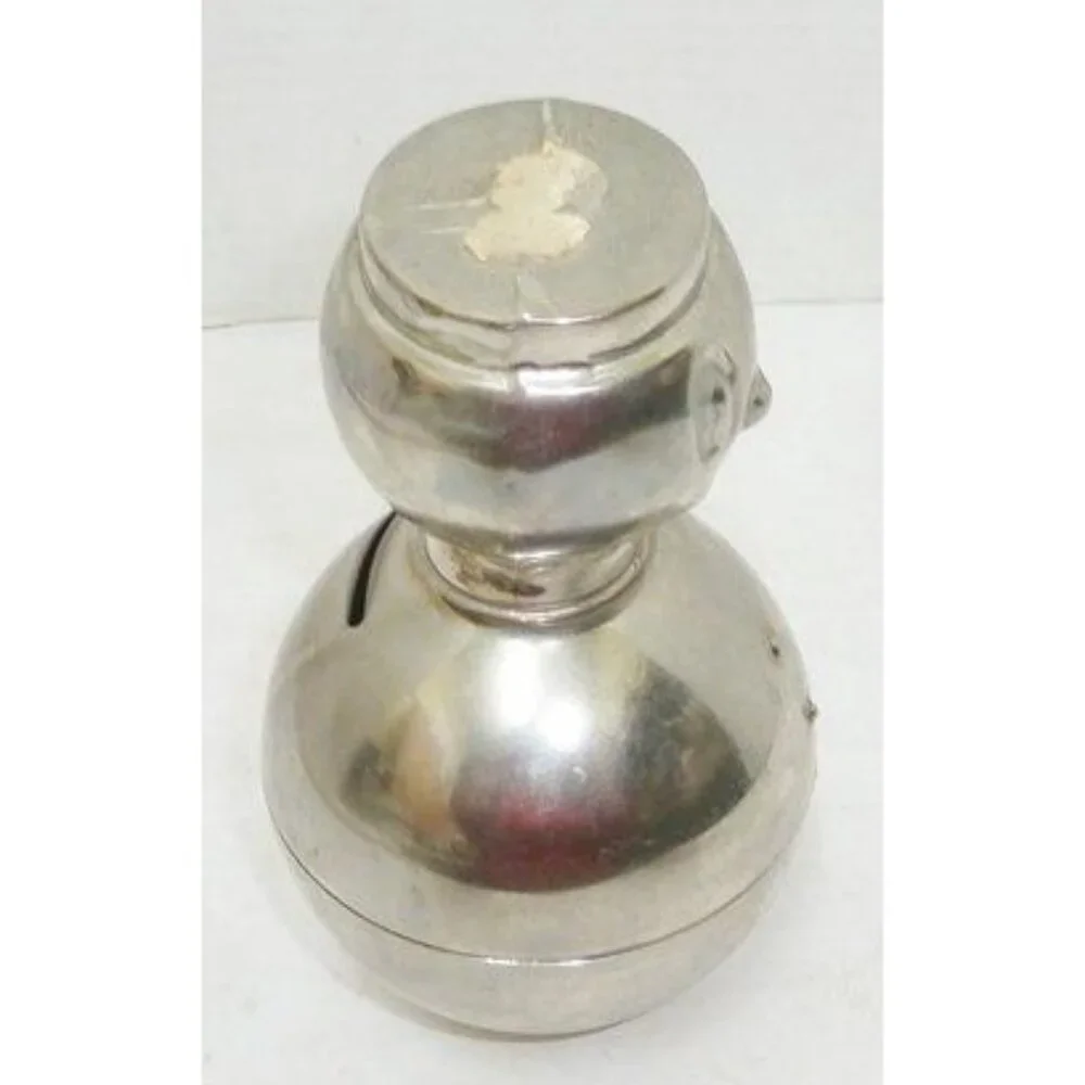 Vintage MCM Chrome Metal Roly Poly Clown Figural Coin Bank - Picture 2 of 4